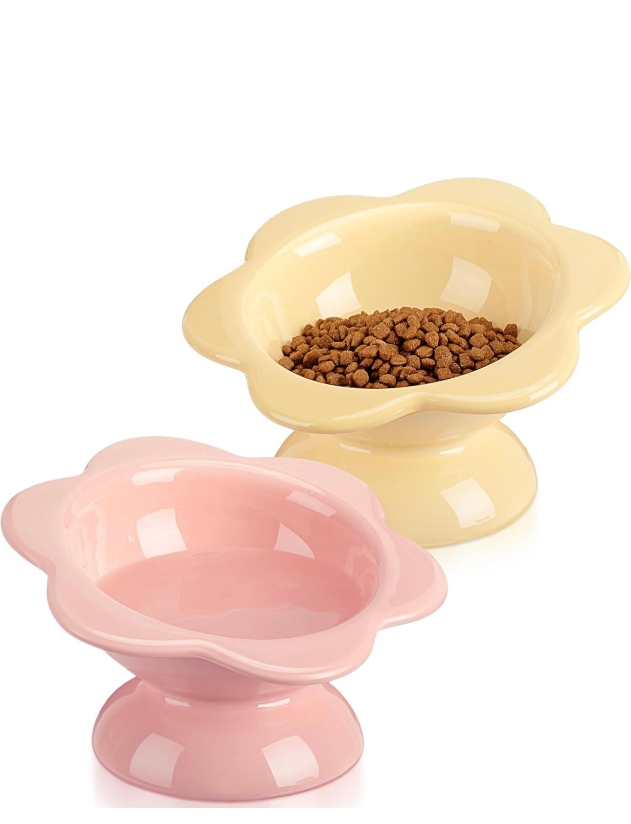 Porcelain Flower-Shaped Pet Feeder Bowl