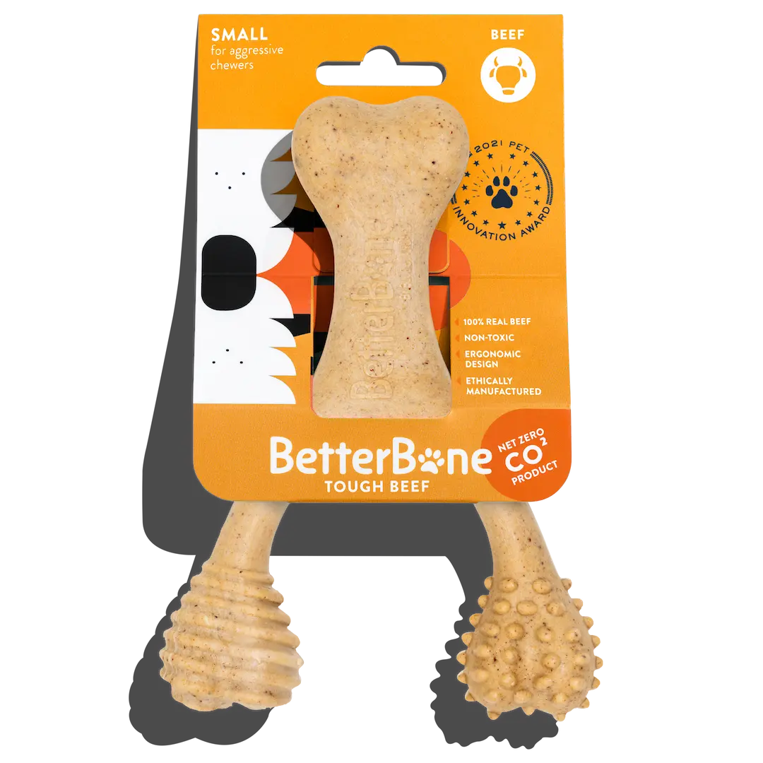 BetterBone TOUGH — DURABLE All-Natural or Beef Flavor Sustainable Chew Toy