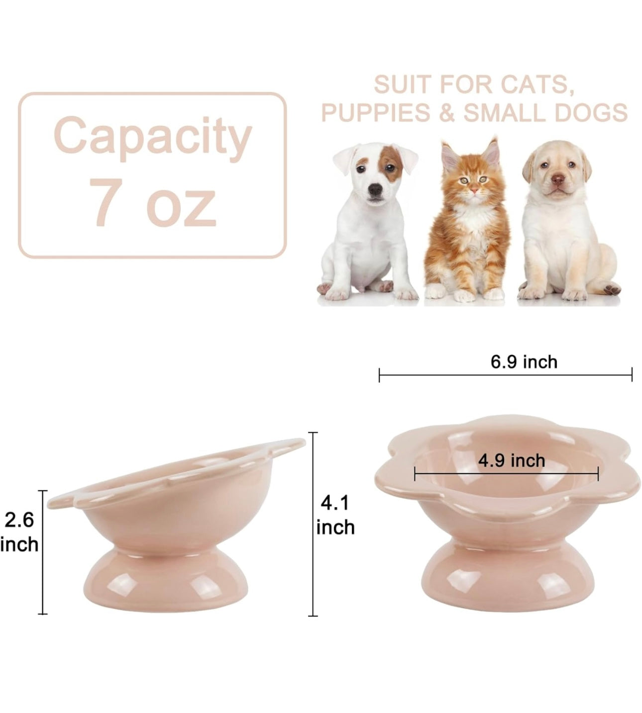 Porcelain Flower-Shaped Pet Feeder Bowl